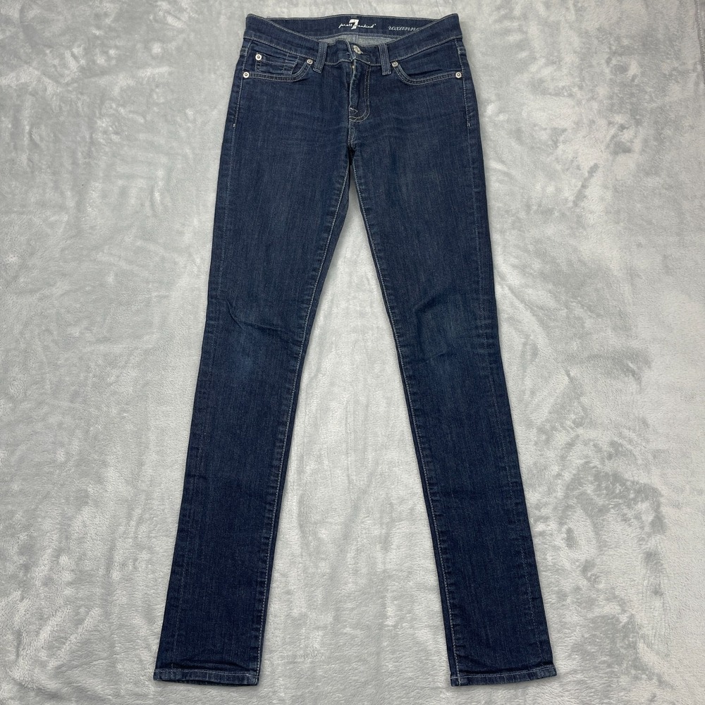 7 For All Mankind Roxanne Jeans Womens 26 Blue Denim Stretch Low Rise Skinny Leg